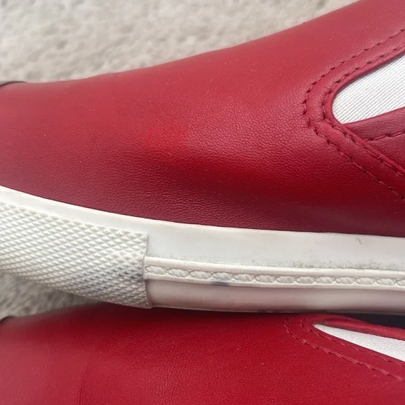 Miu Miu Pointed Metal Cap Toe Skate Red Leather Sneakers Size 10 (40) - Picture 7 of 9